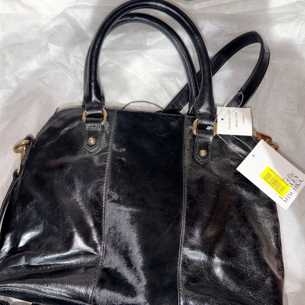 NWT Badgley Mischka Black leather handbag with crossbody